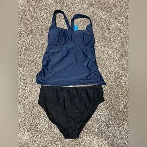 Women's Navy and Black Swim Set
